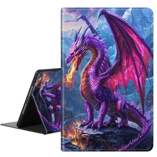 RAUEDWDJS Schutzhülle für Fire HD 10 Tablet (13. Generation, Version 2023), 25,7 cm (10,1 Zoll), PU-Leder, schlank, stehend, Smart-Cover mit automatischem Schlaf-/Wach-Atmungsdrachen von RAUEDWDJS