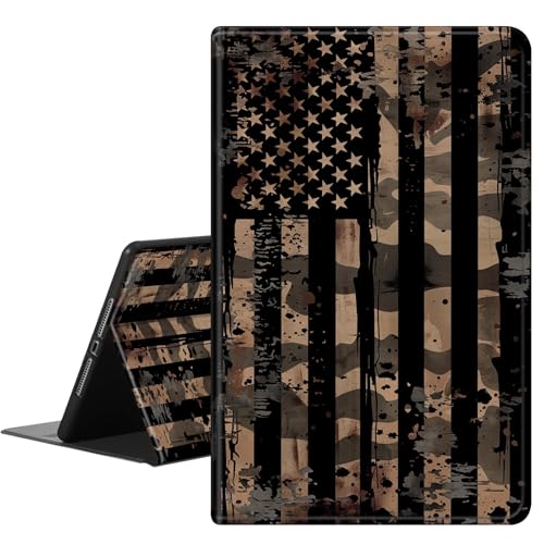 RAUEDWDJS Schutzhülle für Fire HD 10 Tablet (13. Generation, Version 2023), 25,7 cm (10,1 Zoll), PU-Leder, schlank, stehend, mit automatischer Sleep/Wake-Flagge, Camouflage-Flagge von RAUEDWDJS