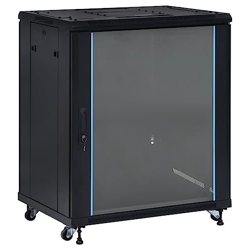 18HE Netzwerkschrank mit Schwenkfüßen 19 IP20 800x600x1000mm Artikelfarbe Schwarz von RAUGAJ