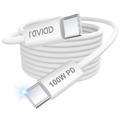 RAVIAD USB C Kabel 100W 2M Schnellladekabel USB C auf USB C Kabel PD 5A USB C Ladekabel für iPhone 15/15 Pro/15 Pro Max, Samsung Galaxy S24/S23/S22/S21, Pad Pro, MacBook Air, Tablets, Huawei, Pixel 7 von RAVIAD