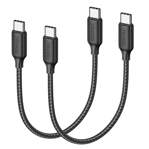 RAVIAD USB C Kabel 100W [2Stück 0.3M] PD3.0 Schnellladekabel USB C auf USBC Nylon Geflochten QC3.0 Ladekabel USB-C Ladegerät für iPhone 16 15 Pro Galaxy S24 S23 S22 Pixel 7 iPadPro MacBookAir Tablets von RAVIAD