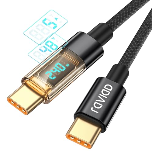 RAVIAD USB C Kabel 240W [2M] PD3.1 Schnellladekabel USB C auf USB C Nylon Geflochten QC4.0 Ladekabel USB-C Ladegerät für iPhone 16 15 Pro SamsungGalaxy S24 S23 S22 Pixel 7 iPadPro MacBookAir Tablets von RAVIAD