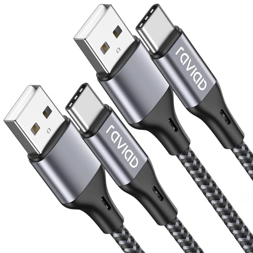 RAVIAD USB C Kabel [2Stück 1M], Ladekabel USB C Schnellladekabel Nylon USB C Ladekabel für iPhone 15 Pro Max, Samsung Galaxy S24 S23 S22 S21 S20 S10 S9 S8 Note10, Huawei P60, Xperia, OnePlus-Grau von RAVIAD