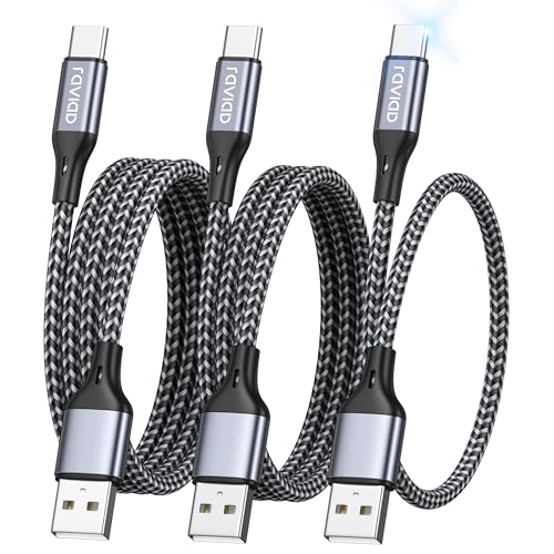 RAVIAD USB C Kabel [3Stück 0.3M+1M+2M] iPhone 15 ladekabel 3A USB Typ C Kabel Schnellladekabel USB C, Ladekabel USB C für iPhone 15 Pro, Samsung Galaxy S24 S23 S22 S21 S20 Note10, Huawei P60 von RAVIAD