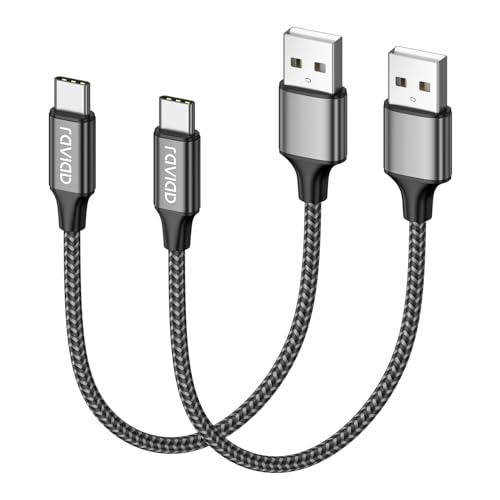 RAVIAD USB C Kabel Kurz [2Pack 0.3M] 3.1A Ladekabel Schnellladekabel Nylon USB C Ladekabel für iPhone 16 15 Pro Max, Samsung Galaxy S24 S23 S22 S21 S20 Note 10, Huawei P60, Pixel, Xperia XZ von RAVIAD