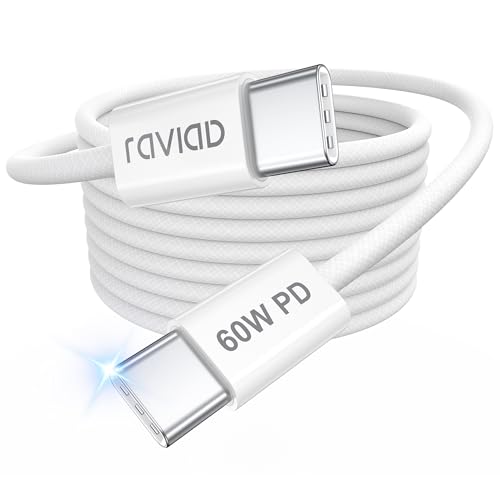 RAVIAD USB C auf USB C Kabel 2M 60W 20V/3A USB C Ladekabel PD 3.0 Schnellladekabel USB C für iPhone 15 Pro Max, Samsung Galaxy S24/23/S22/S21/A54/A34, MacBook Pro/Air, Pad Pro/Air, Huawei P60 von RAVIAD