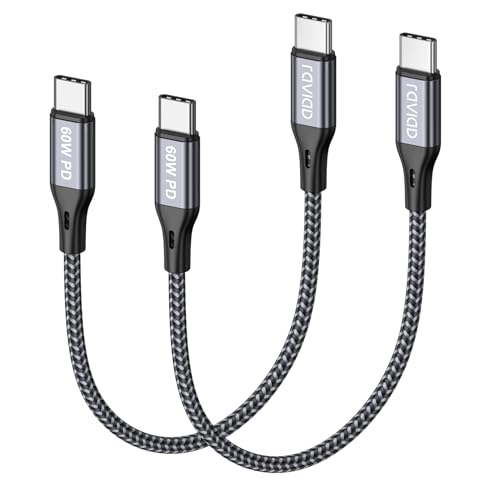 RAVIAD USB C auf USB C Kabel Kurz [2Stück 30CM], iPhone 15 Ladekabel 60W 20V/3A USBC Schnellladekabel Ladekabel für iPhone 16/16 Pro Max/15/15 Pro Max, MacBook Air, Samsung S23 S22 S21, Huawei von RAVIAD