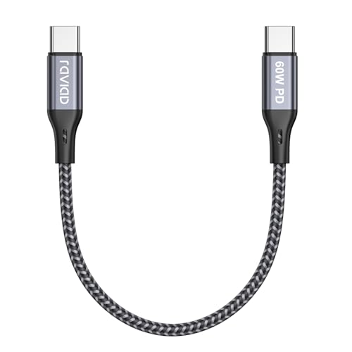 RAVIAD USB C auf USB C Kabel Kurz 50CM, iPhone 15 Ladekabel 60W 20V/3A USB C Schnellladekabel Ladekabel für iPhone 15/Plus/15 Pro/15 Pro Max, MacBook Pro/Air, Samsung S23 S22 S21, Huawei von RAVIAD