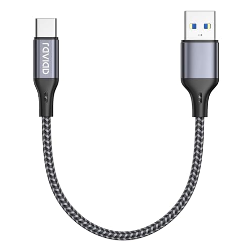 RAVIAD USB Typ C Kabel Kurz 0.5M, USB C Ladekabel QC 3.0 USB 3.0 Schnelles Aufladen und Synchronisation USB C Kabel Kompatibel für iPhone 15 Pro, Samsung Galaxy S24 S23 S22 S21 S20 Note 10, Huawei P60 von RAVIAD