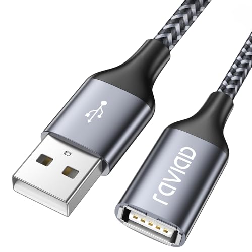 RAVIAD USB Verlängerung Kabel 2M USB 2.0 Verlängerungskabel USB A Stecker auf A Buchse Nylon, Superschnelle für Kartenlesegerät,Tastatur, Drucker, Scanner, Kamera, Hubs von RAVIAD