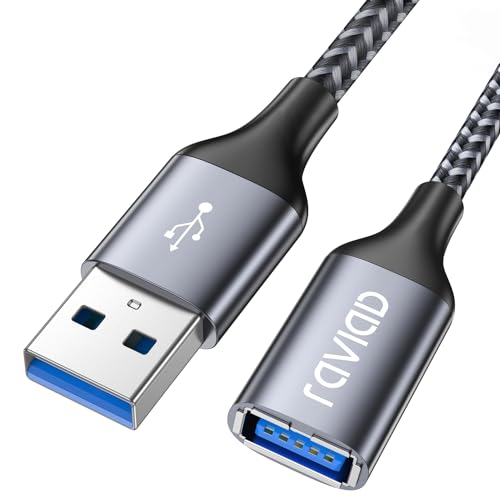 RAVIAD USB Verlängerung Kabel 2M USB 3.0 Verlängerungskabel USB A Stecker auf A Buchse Nylon, 5Gbps Superschnelle für Kartenlesegerät,Tastatur, Drucker, Scanner, Kamera, Hubs von RAVIAD