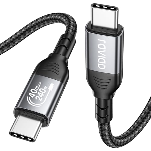RAVIAD Zertifiziert USB4 Kabel mit Thunderbolt 4 Kabel 1M, 40Gbps USB C Datenkabel, PD3.1 240W USB-C auf USB-C Ladekabel, 8K@60Hz Videokabel für iPhone 15, MacBook, Docking Station, SSD, Monitor, Hub von RAVIAD