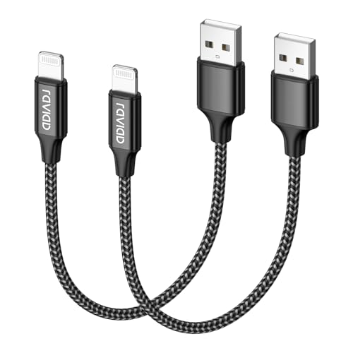 RAVIAD iPhone Ladekabel Kurz, Lightning Kabel [2Pack 0.15M] MFi Zertifiziert iPhone Kabel Kompatibel mit iPhone 14 13 12 11 Pro Max Mini XS XR X SE 2020 8 8 Plus 7 7 Plus 6s 6 5s 5- Schwarz von RAVIAD