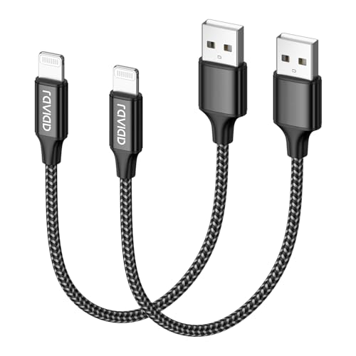 RAVIAD iPhone Ladekabel Kurz, Lightning Kabel [2Pack 0.3M] MFi Zertifiziert iPhone Kabel Kompatibel mit iPhone 14 13 12 11 Pro Max Mini XS XR X SE 2020 8 8 Plus 7 7 Plus 6s 6 5s 5- Schwarz von RAVIAD