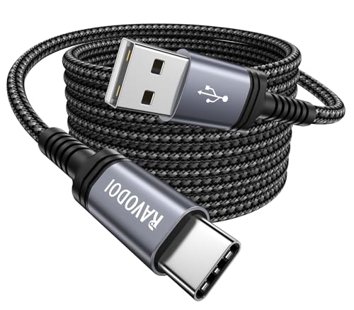 Ladekabel USB C 2M, USB auf USB C Kabel QC3.0 Nylon Schnellladung und Synchronisierungskabel USB C für iphone 15 Plus Pro MAX, Samsung Galaxy S20 S21 S22 S23 S24 Plus Ultra S10FE S9, Note 20 10 usw von RAVODOI
