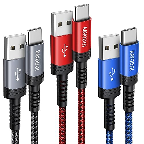 USB C Ladekabel 3Stück 1M,USB auf USB C Kabel Nylon Geflochten QC 3.0 Schnellladekabel für Samsung Galaxy S23 Ultra S22 S21 Plus S10 S9 S8 Note 20 A13 A33 A53, Z Fold Filp 4,Moto G7,HTC,Huawei,PS5 von RAVODOI