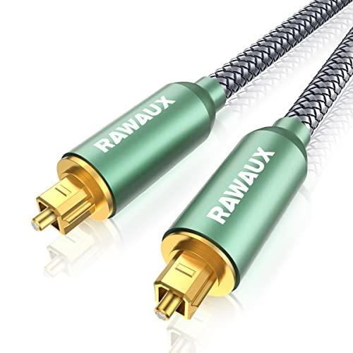 RAWAUX 10M Optisches Kabel mit 24K Vergoldete Stecker Digital Optisches Audiokabel Nylon Geflochtenes Digital Audio SPDIF Kabel auf Toslink Kabel für Soundbar, TV, Heimkino, PS4, DVD von RAWAUX