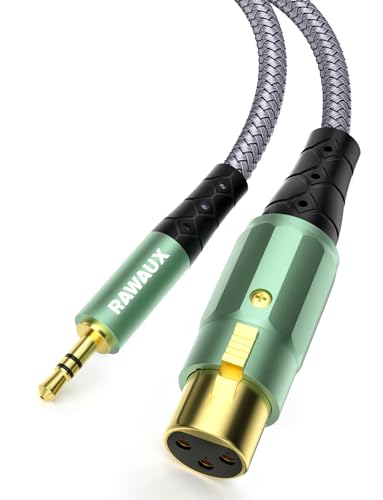 RAWAUX 3.5mm auf XLR Kabel 3M, Stereo 3.5mm TRS Mini Klinkenstecker auf XLR Buchse Adapter Unsymmetrische Audio Microfonkabel für Lautsprecher, Verstärker, Kamera, Laptop, iPad von RAWAUX