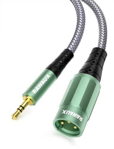 RAWAUX 3.5mm auf XLR Kabel 3M, Stereo 3.5mm TRS Mini Klinkenstecker auf XLR Stecker Adapter Unsymmetrische Audio Microfonkabel für Lautsprecher, Verstärker, Kamera, Laptop, iPad von RAWAUX