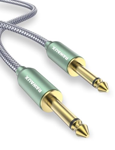 RAWAUX 6.35mm GitarrenKabel, Klinke Audio Kabel Nylon Geflochten Instumentenkabel 6.35mm auf 6.35mm Klinke 1/4" TS Kabel für Giatrre, Bass, Microfon, Verstärker, Mixer 1M von RAWAUX