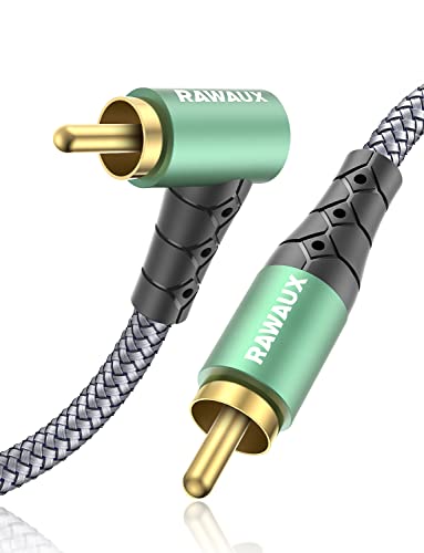 RAWAUX 90 Grad Gewinkelt Cinch Audio Kabel -1M Cinch auf Cinch Stereo Audiokabel, Rechtwinkliges Subwoofer Kabel für Verstärker, Lautsprecher, Soundbar, Heimkino und HiFi Systeme von RAWAUX