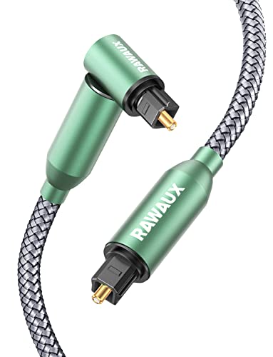 RAWAUX 90 Grad Optisches Kabel 1M Rechtwinklig Optisches AudioKabel mit 360 Grad Rotierend Winkelstecker Digital Optical Audio Toslink Kable Kompatibel mit Soundbar, TV, Heimkino, PS4, Grün von RAWAUX