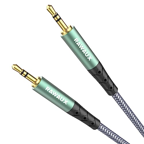 RAWAUX Aux Kabel 3,5mm Audio Kabel, Klinkenkabel 3,5mm klinke auf 3,5mm Klinke Stereo Klinke Kabel für Kopfhörer, Autoradios, MP3 Player, Smartphones, Laptops, Tablets, Heimradios (Grün) (2m) von RAWAUX