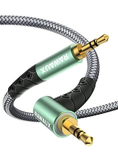 RAWAUX Aux Kabel 90 Grad Klinkenkabel 3,5mm klinke auf 3,5mm Klinke Audio Kabel Rechtwinkliges Stecker auf Stecker Kopfhörerkabel für Kopfhörer, Laptop, Auto, Telefone, Lautsprecher (1.5M) von RAWAUX