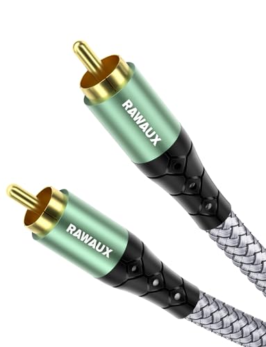 RAWAUX Cinch Kabel 2M, Cinch auf Cinch Audio Kabel Vergoldete Stecker Subwoofer Kabel Digitales Koaxialkabel für Verstärker, Lautsprecher, Soundbar, Heimkino und HiFi Systeme von RAWAUX