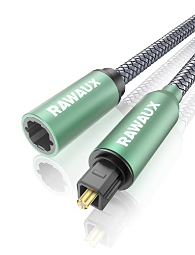 RAWAUX Optisches Kabel Verlängerung 1m Optisches Audiokabel Toslink Digital Audio Spdif Kabel Verlängerungskabel Buchse auf Stecker Kompatibel mit Soundbar, Smart TV, Heimkino, PS4, Grün von RAWAUX