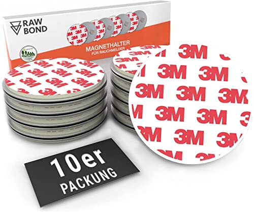 [10x] RAWBOND® Magnethalterung Rauchmelder - Praktischer Rauchmelder Magnethalter mit extra starkem Halt - Universelle Magnetbefestigung für Rauchmelder an verschiedensten Oberflächen von RAWBOND