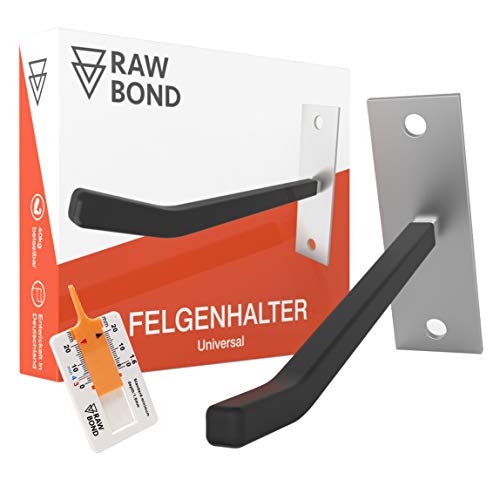 RAWBOND® Felgenhalter Wand zur Aufhängung für 4 Reifen - Wandhalterung, Reifenhalter inkl. Schrauben & Dübel - Halterung für deine Autoreifen & Felgen in der Garage von RAWBOND