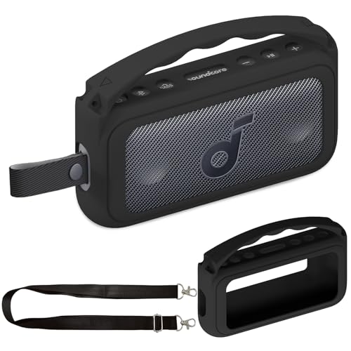Silikon-Schutzhülle für Soundcore Motion 300 Wireless Hi-Res Portable Lautsprecher, schützende Halterung Skin für Motion 300 Lautsprecher Case Zubehör (Schwarz) von RAWECUD