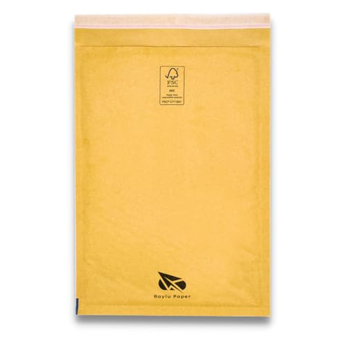 RAYLU PAPER - 10 Stück gepolsterte Kraft-Blasen-Umschläge mit Selbstklebendem Verschluss, gepolsterte Kraft-Umschläge für den Versand, Farbe Braun (240 x 330 mm) von RAYLU PAPER