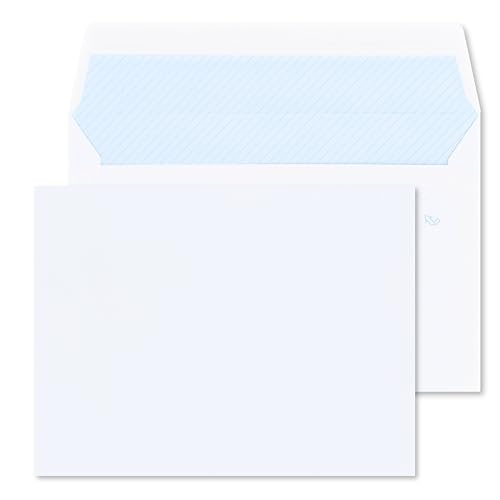 RAYLU PAPER - Packung mit weißen Umschlägen aus Papier mit Haftklebung zum Versenden von Dokumenten und Briefen, einfach versiegelt, 90g/m² stark (Quartille, 250 Stück) von RAYLU PAPER