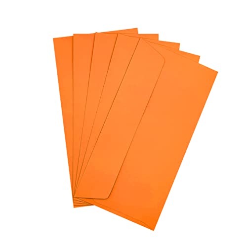 Raylu Paper® - 20 kleine farbige Umschläge mit Klebeverschluss und ohne Fenster für Party, Hochzeit, Geburtstag oder Weihnachten. Bunte Umschläge DL 110 x 220 mm (Orange) von RAYLU PAPER