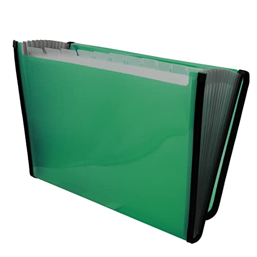 Raylu Paper® - Akkordeon-Sortiermappe mit 12 Fächern, Kunststoff-Ordner für Büro mit verstärkten Trennwänden und Kanten (Grün) von RAYLU PAPER