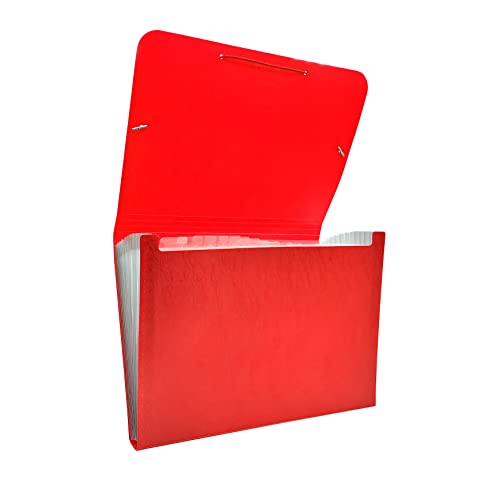 Raylu Paper® - Akkordeon-Sortiermappe mit 12 Fächern, blickdichter Kunststoff-Ordner mit Trennwänden für Büro (Rot) von RAYLU PAPER