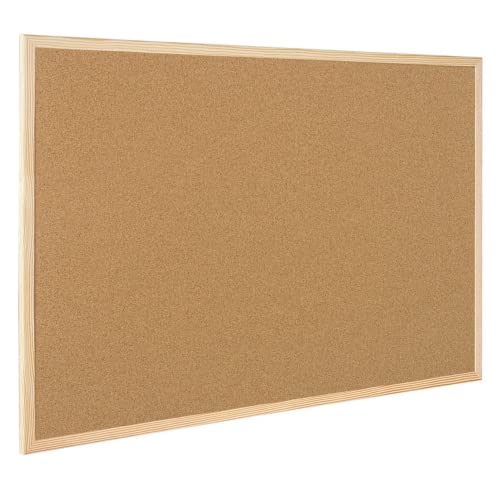 Raylu Paper® - Natürliche Korkplatte mit Rahmen aus Kiefernholz, Pinnwand mit Markierungen und Montageset. (40 x 30 cm) von RAYLU PAPER