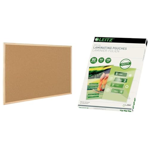 Raylu Paper® - Natürliche Korkplatte mit Rahmen aus Kiefernholz & Leitz Heißlaminierfolien A4 80 mic von RAYLU PAPER