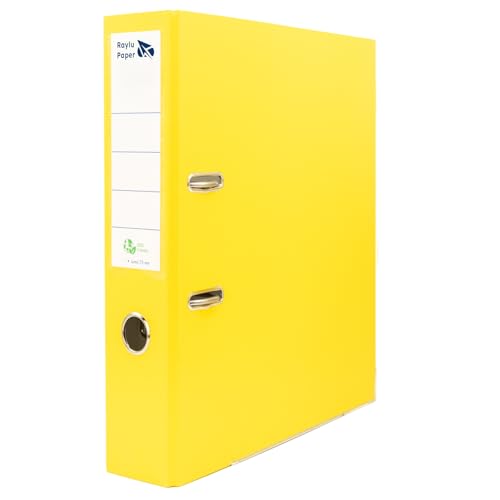 Raylu Paper Ordner mit Ringen, Ordner mit Rückenbreite 75 mm, Aktenordner für Büro mit 2 Ringen, mit weichem Öffnungshebel und personalisierbarem Kartenfach, Gelb Raylu Paper Ordner mit Ringen, Ordner mit Rückenbreite 75 mm, Aktenordner für Büro mit 2 Ringen, mit weichem Öffnungshebel und personalisierbarem Kartenfach, Gelb von RAYLU PAPER