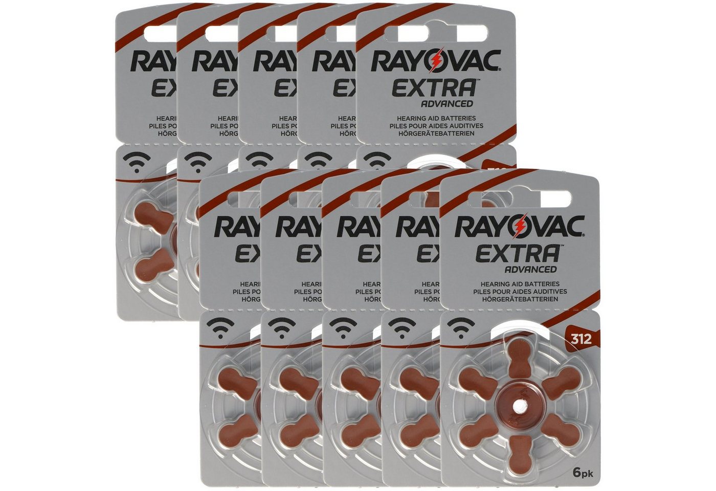 RAYOVAC 60 Stück Rayovac Hörgerätbatterie Varta HA312, PR41, 4607, Acoustic S Batterie, (1,4 V) von RAYOVAC
