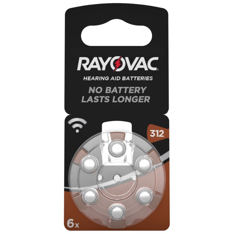Rayovac Hörgerätebatterie HA312 Hearing Aid Acoustic 6er Rad quecksilberfrei von RAYOVAC