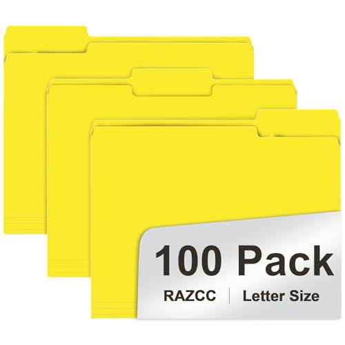 RAZCC Aktenordner, 100 Stück, 1/3 geschnittene Registerkarten, Briefgröße, gelb, Ordner mit Register, ideal zum Organisieren und einfachen Aufbewahren von Dateien RAZCC Aktenordner, 100 Stück, 1/3 geschnittene Registerkarten, Briefgröße, gelb, Ordner mit Register, ideal zum Organisieren und einfachen Aufbewahren von Dateien von RAZCC