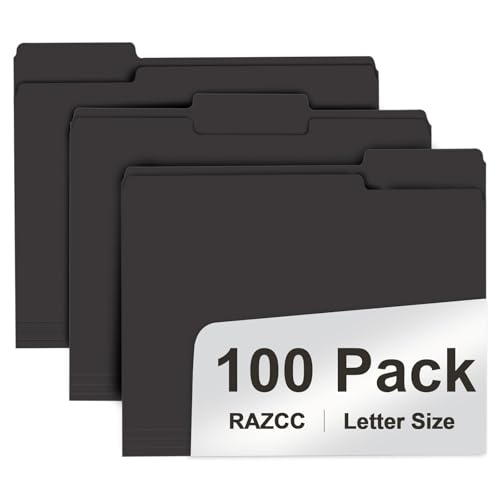 RAZCC Aktenordner, 100 Stück, 1/3 geschnittene Registerkarten, Briefgröße, schwarze Ordner für Dcouments, Ordner mit Register, ideal zum Organisieren und einfachen Aufbewahren von Dateien RAZCC Aktenordner, 100 Stück, 1/3 geschnittene Registerkarten, Briefgröße, schwarze Ordner für Dcouments, Ordner mit Register, ideal zum Organisieren und einfachen Aufbewahren von Dateien von RAZCC
