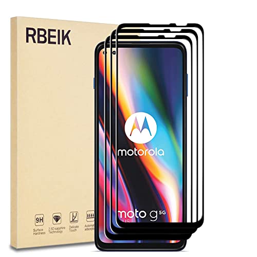 RBEIK Displayschutzfolie für Moto G 5G Plus/Motorola One 5G, Anti-Fingerabdrücke, kratzfest, blasenfrei, Härtegrad 9H, gehärtetes Glas, für Moto G 5G Plus/Motorola One 5G, Schwarz von RBEIK