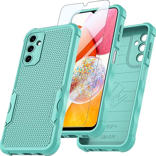 RC1WD Für Samsung Galaxy A14 Hülle, Handyhülle Für Samsung A14 Mit 9H Panzer Schutz Glas Schutzfolie, 360 Grad Rundumschutz Stoßfest Kratzfestes Case Cover Schutzhülle für Samsung A14 4G/5G- Grün RC1WD Für Samsung Galaxy A14 Hülle, Handyhülle Für Samsung A14 Mit 9H Panzer Schutz Glas Schutzfolie, 360 Grad Rundumschutz Stoßfest Kratzfestes Case Cover Schutzhülle für Samsung A14 4G/5G- Grün von RC1WD