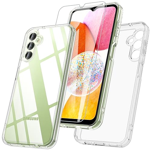 RC1WD Für Samsung Galaxy A14 Hülle, Handyhülle Für Samsung A14 Mit 9H Panzer Schutz Glas Schutzfolie, 360 Grad Rundumschutz Stoßfest Kratzfestes Case Cover Schutzhülle für Samsung A14 4G/5G- Klar RC1WD Für Samsung Galaxy A14 Hülle, Handyhülle Für Samsung A14 Mit 9H Panzer Schutz Glas Schutzfolie, 360 Grad Rundumschutz Stoßfest Kratzfestes Case Cover Schutzhülle für Samsung A14 4G/5G- Klar von RC1WD