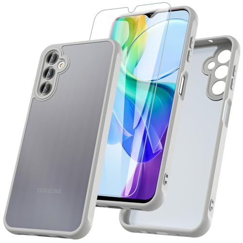 RC1WD Für Samsung Galaxy A14 Hülle, Handyhülle Für Samsung A14 Mit 9H Panzer Schutz Glas Schutzfolie, Stoßfest Kratzfestes Case Cover Schutzhülle für Samsung Galaxy A14 4G/5G-Grau RC1WD Für Samsung Galaxy A14 Hülle, Handyhülle Für Samsung A14 Mit 9H Panzer Schutz Glas Schutzfolie, Stoßfest Kratzfestes Case Cover Schutzhülle für Samsung Galaxy A14 4G/5G-Grau von RC1WD
