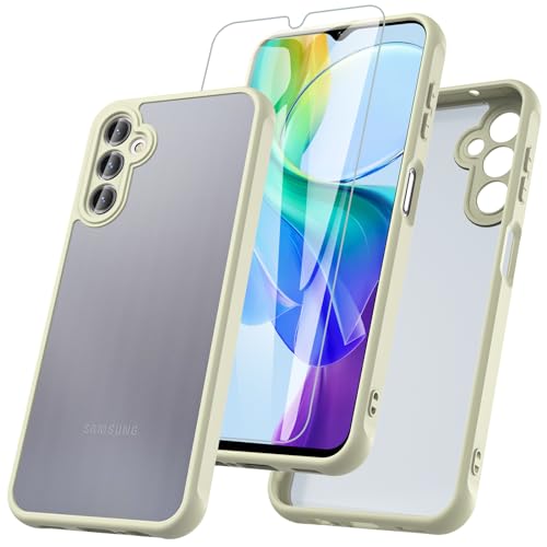 RC1WD Für Samsung Galaxy A14 Hülle, Handyhülle Für Samsung A14 Mit 9H Panzer Schutz Glas Schutzfolie, Stoßfest Kratzfestes Case Cover Schutzhülle für Samsung Galaxy A14 4G/5G-Weiß von RC1WD